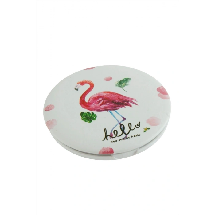 Flamingo Desenli Yuvarlak El Aynası
