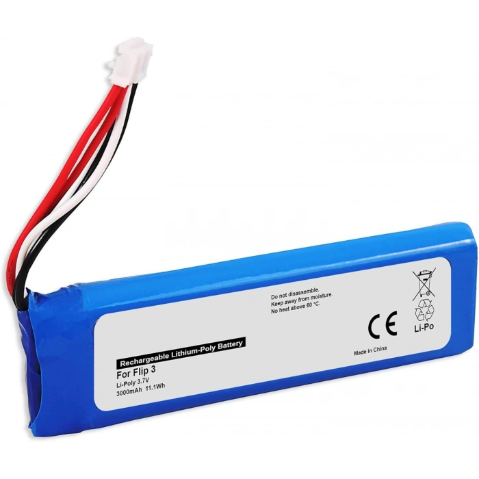 Flip 3 uyumlu 3.7v 3000 mah Soketli Batarya