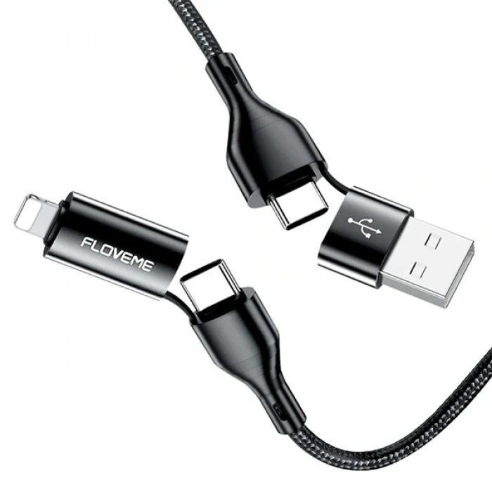 Floveme 4in1 Usb To Type C -type To Type Kablosu+iphone Başlık Usb 1m