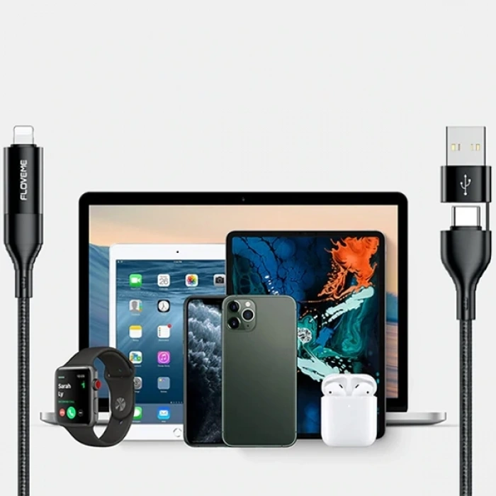 Floveme 4in1 Usb To Type C -type To Type Kablosu+iphone Başlık Usb 1m
