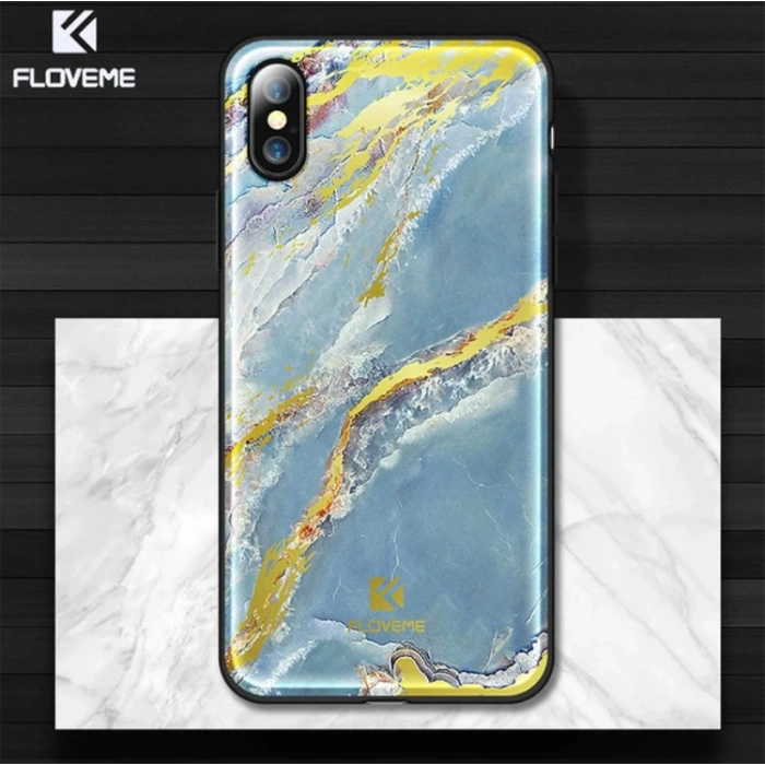 Floveme İphone  X Xs Mermer Desenli Premium Silikon Kılıf