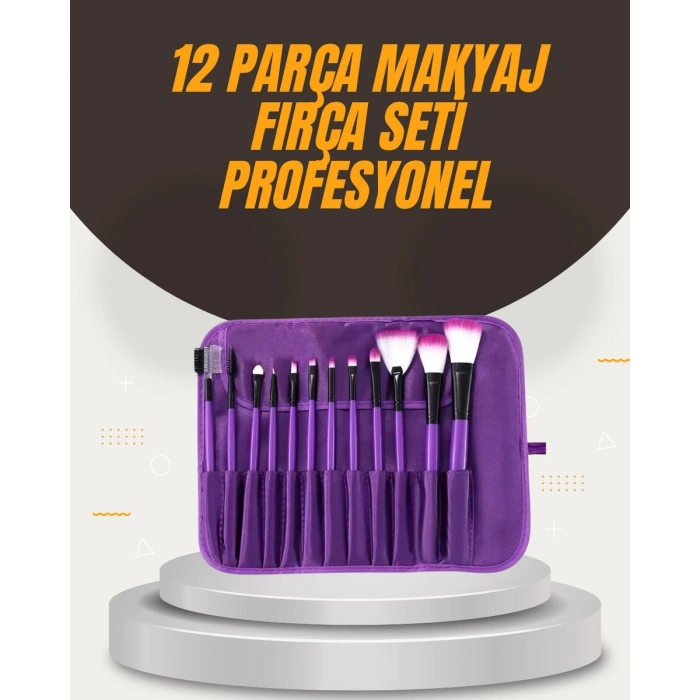 Fondöten Allık Ve Far Uygulamalarına Uygun 12 Parça Makyaj Fırça Takımı Ergonomik Saplı