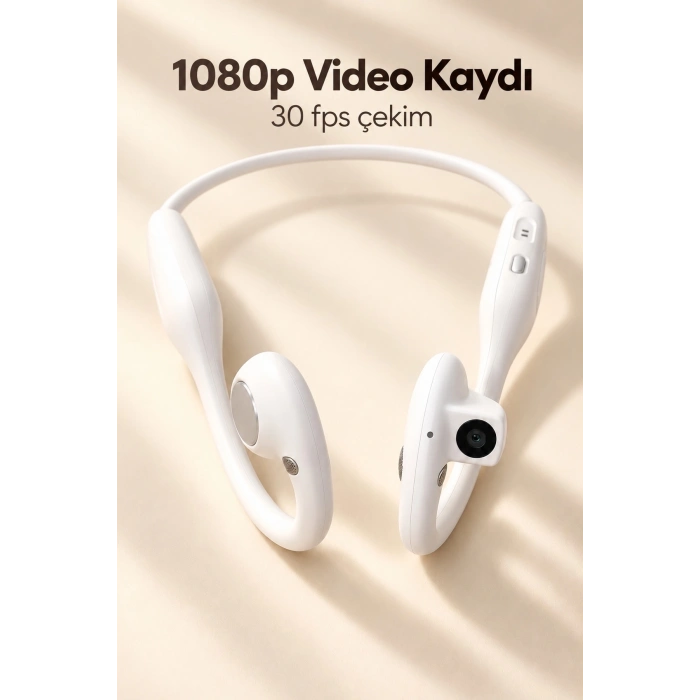 Fotoğraf Çekebilen Bluetooth Kulaklık Mikrofonlu Açık Kulak Tasarım