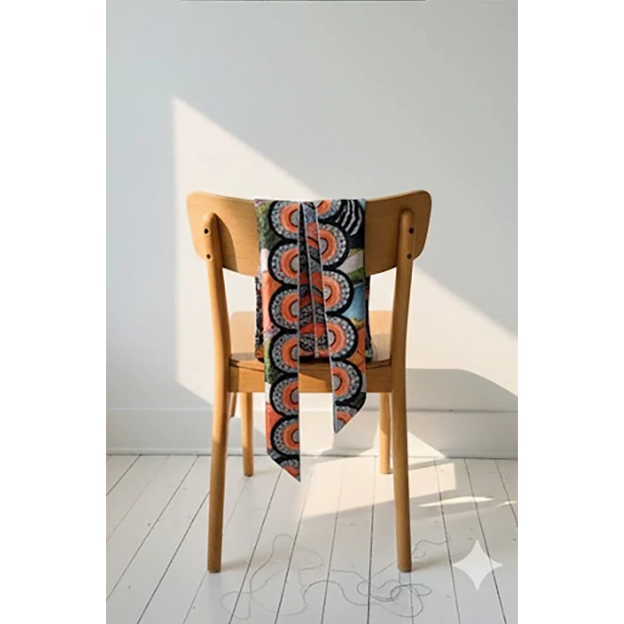 Fular Renkli Saten Geometrik Desenli Fular Zarif ve Canlı Tasarım – Günlük & Ofis, Hediye Edilebilir