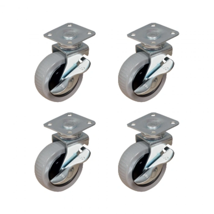 Furç Tablalı Bilyalı Teker (Frenli) - 20x50 - Gri HKS177 - 4 Adet