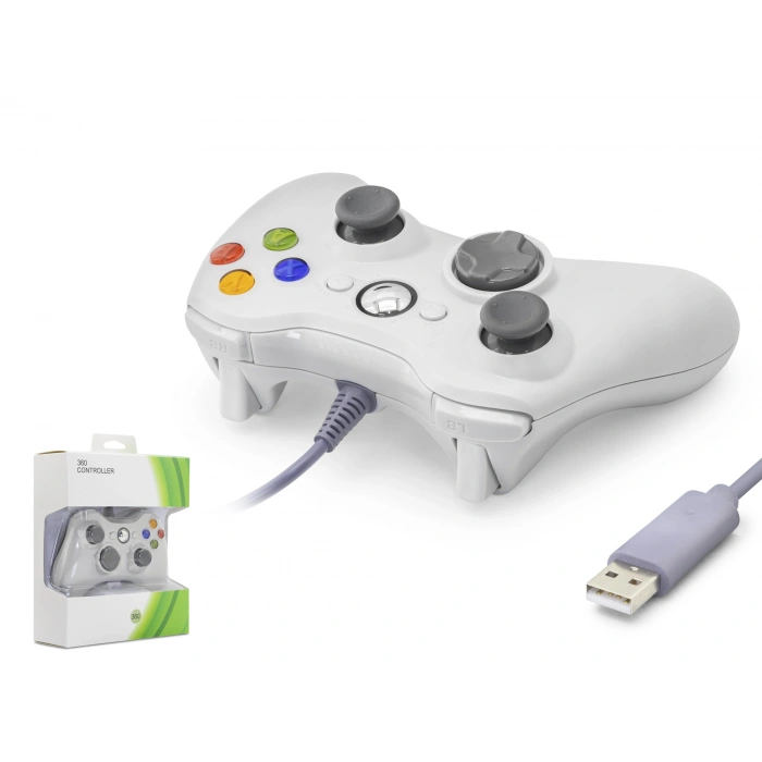 Gamepad Pc Xbox 360 Uyumlu Kablolu - Beyaz ND506W