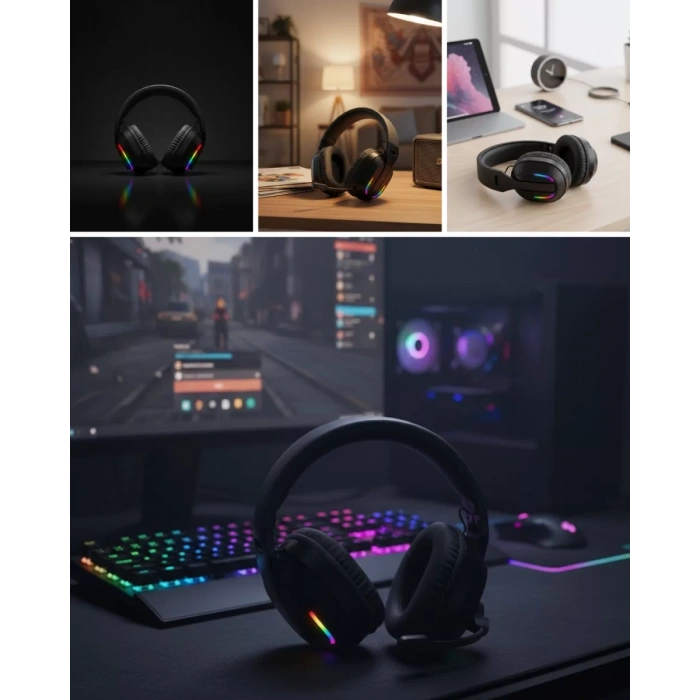 Gaming Headset Kablosuz Bluetooth 40mm Sürücülü Mikrofonlu Oyuncu Kulaklığı