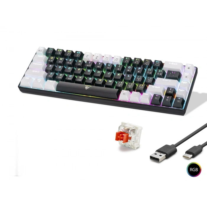 Gaming Mekanik Klavye Tri Mod Rgb Red Switch - Siyah Beyaz MF1703B