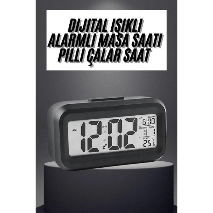 Gece Dijital Masa Saati Dijital Alarmlı Led Ekran Pilli Çalar Saat