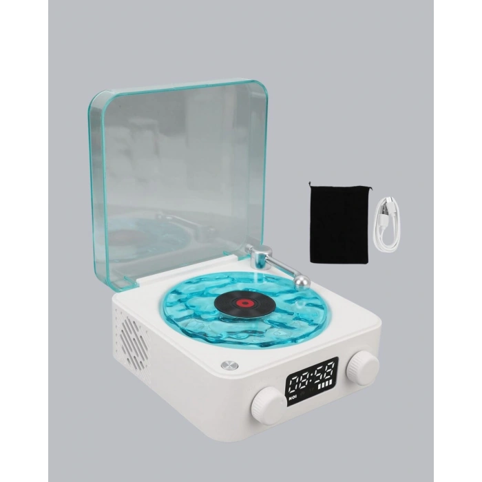 Gece Lambası Stereo Bluetooth Hoparlör Dijital Saatli Vintage Tasarım Çok Fonksiyonlu
