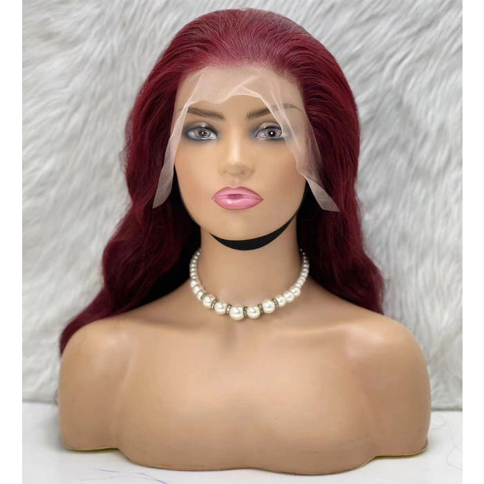 Gerçek Front Lace Tül Peruk - Dalgalı - Koyu Kızıl 70-75cm
