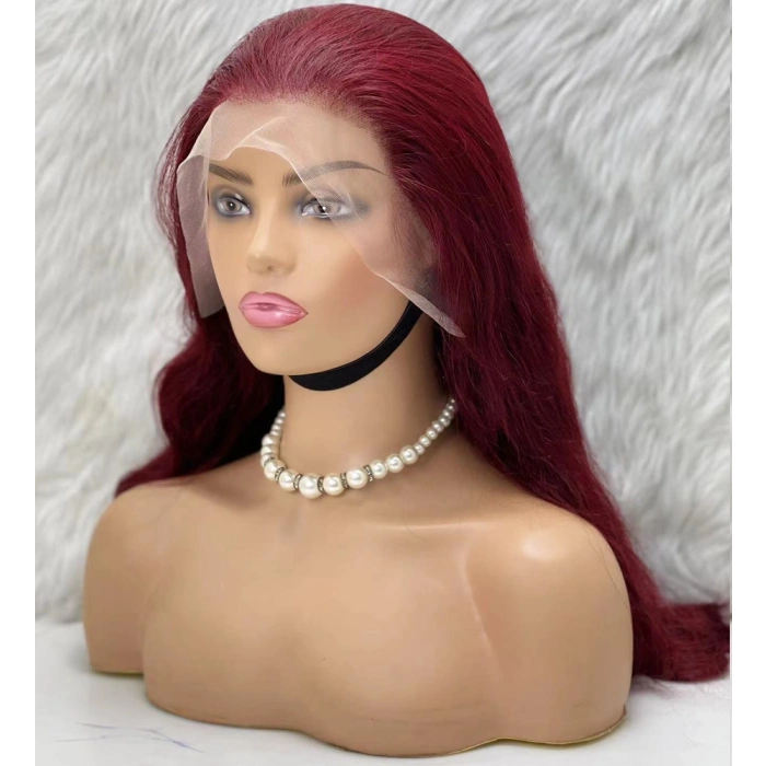 Gerçek Front Lace Tül Peruk - Dalgalı - Koyu Kızıl 70-75cm