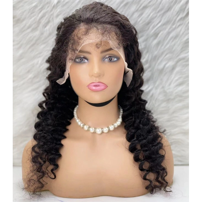 Gerçek Front Lace Tül Peruk - Derin Dalgalı - Doğal 60-65cm