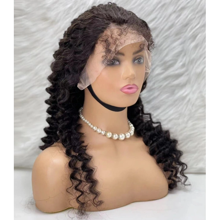Gerçek Front Lace Tül Peruk - Derin Dalgalı - Doğal 60-65cm