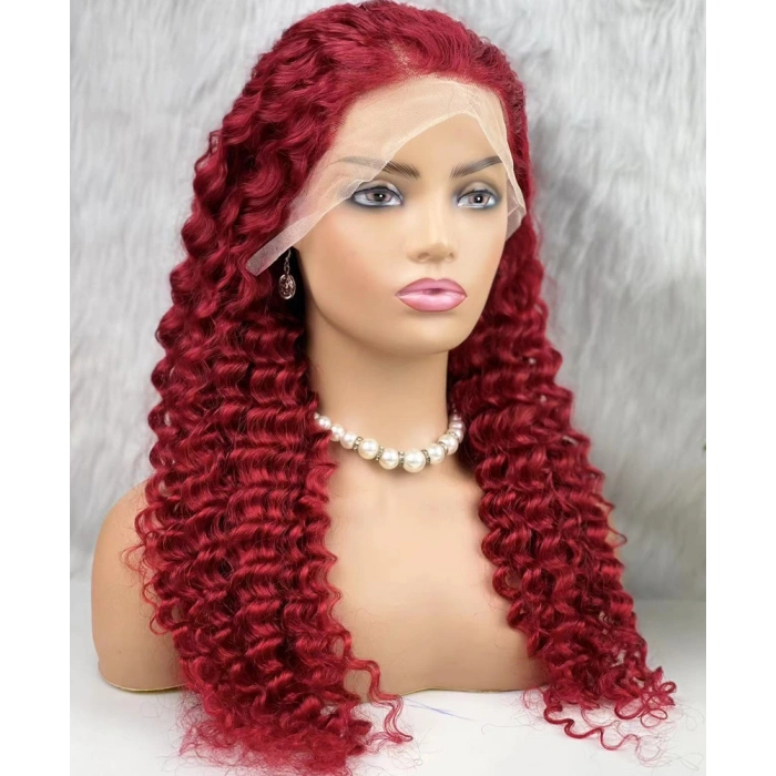 Gerçek Front Lace Tül Peruk - Derin Dalgalı - Kızıl 70-75cm