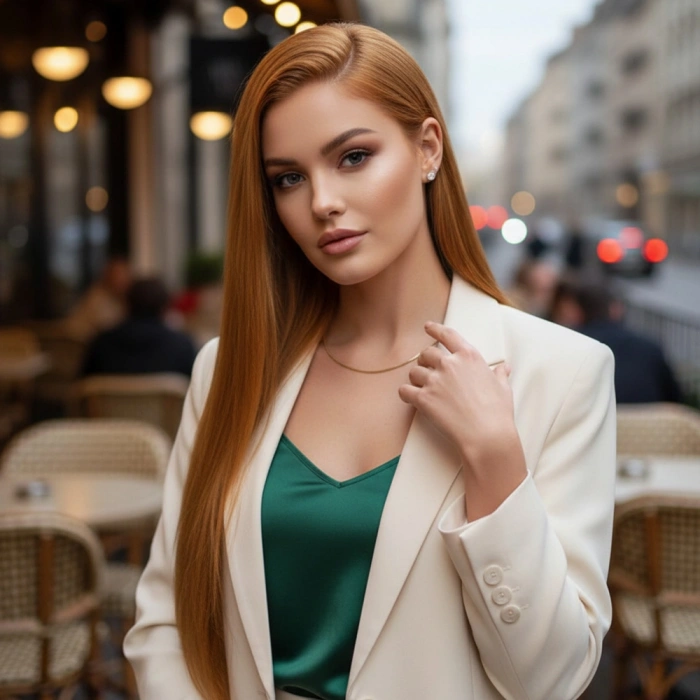 Gerçek Front Lace Tül Peruk - Düz - Bakır 70-75cm