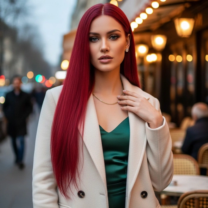 Gerçek Front Lace Tül Peruk - Düz - Kızıl 70-75cm