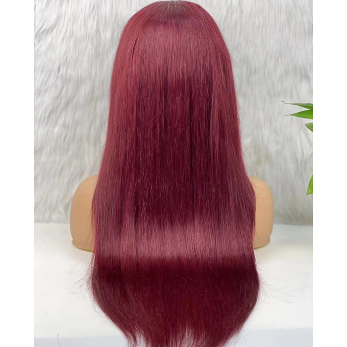 Gerçek Front Lace Tül Peruk - Düz - Koyu Kızıl 70-75cm