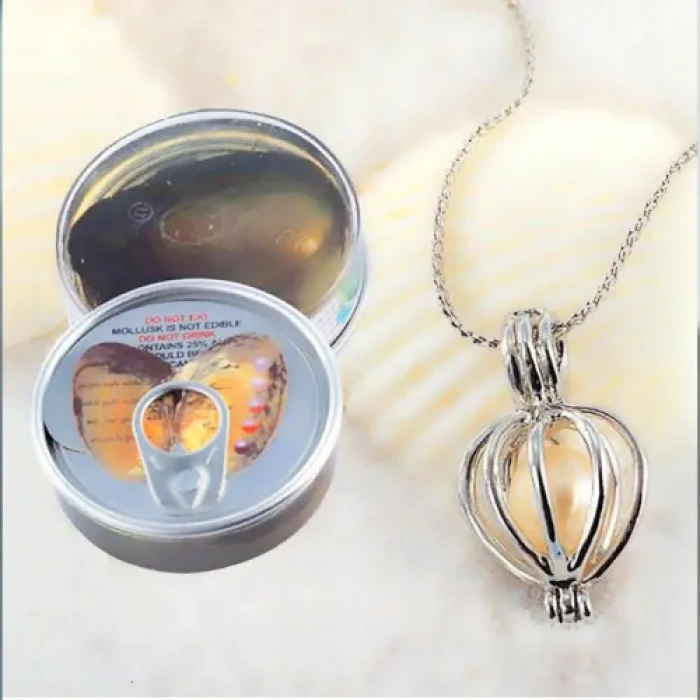 Gerçek İstiridye İçinde İnci Kolye