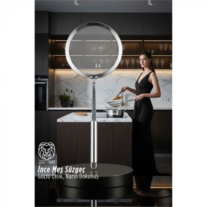 Giulia Serie  Lüks İnce Meş Süzgeç - 34 Cm Profesyonel Mutfak İmzası 304 Paslanmaz Çelik 722909