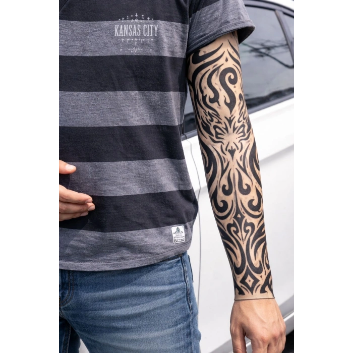 Giyilebilir Kol Dövmesi Çorap Dövme 3D Baskılı Kol Bacak Dövme 2 Adet Model 11 (4887)