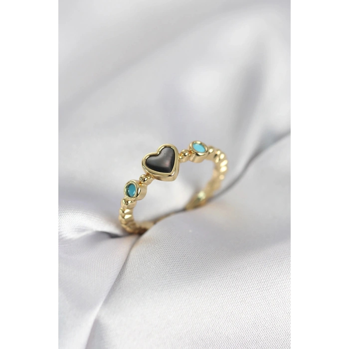 Gold Renk Hematit Taşlı Kadın Yüzük - TJ-BYK4155
