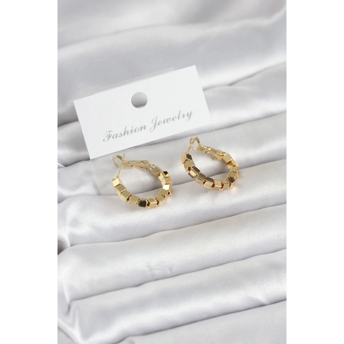 Gold Renk Kare Halka Model Kadın Küpe - TJ-BKP11773