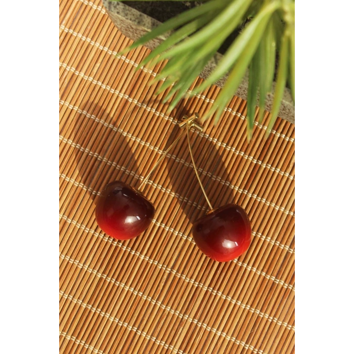 Gold Renk Kiraz Model Kadın Küpe - TJ-BKP6727