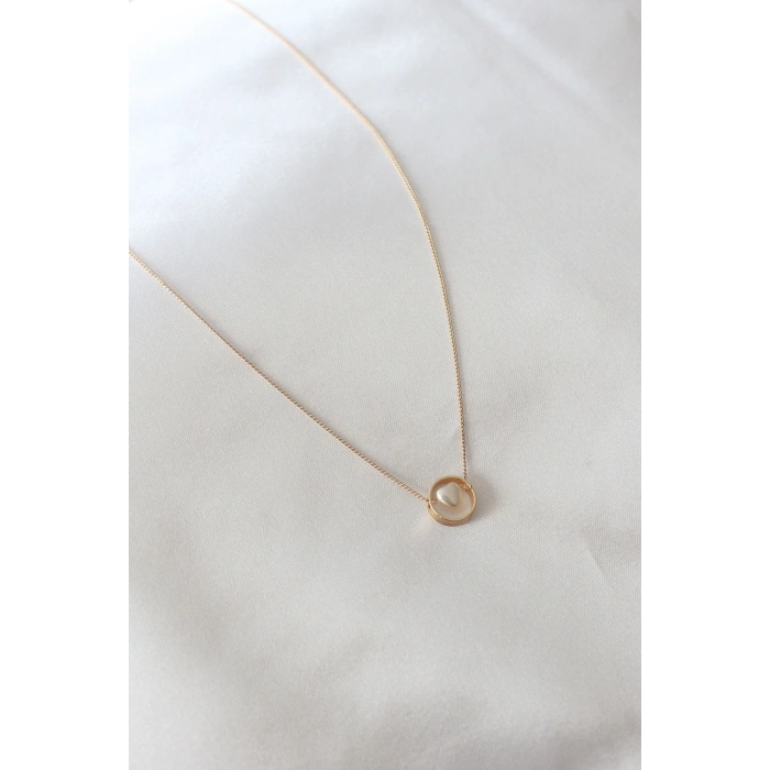 Gold Renk Minimal Kalp Figür Kadın Kolye - TJ-BKO6850