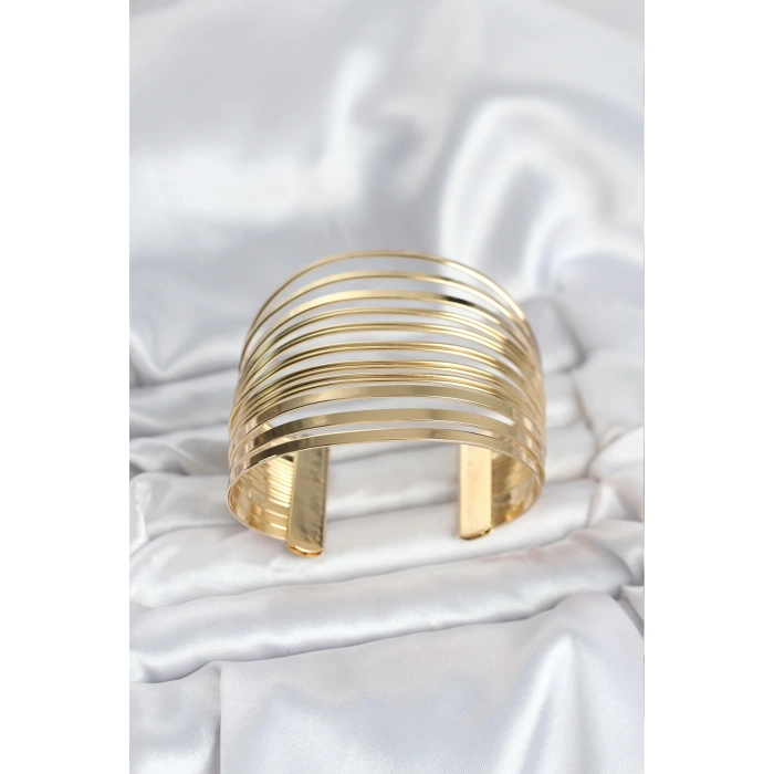 Gold Renk Pirinç Kaburga Model Kadın Bileklik - TJ-BB8065