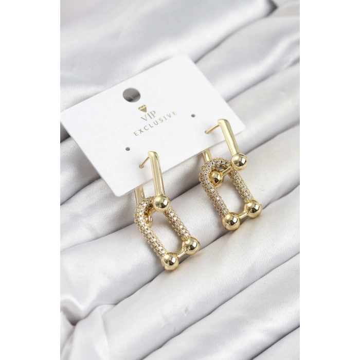 Gold Renk VIP Seri Tifani Zirkon Taşlı Kadın Küpe TJ-BKP11895