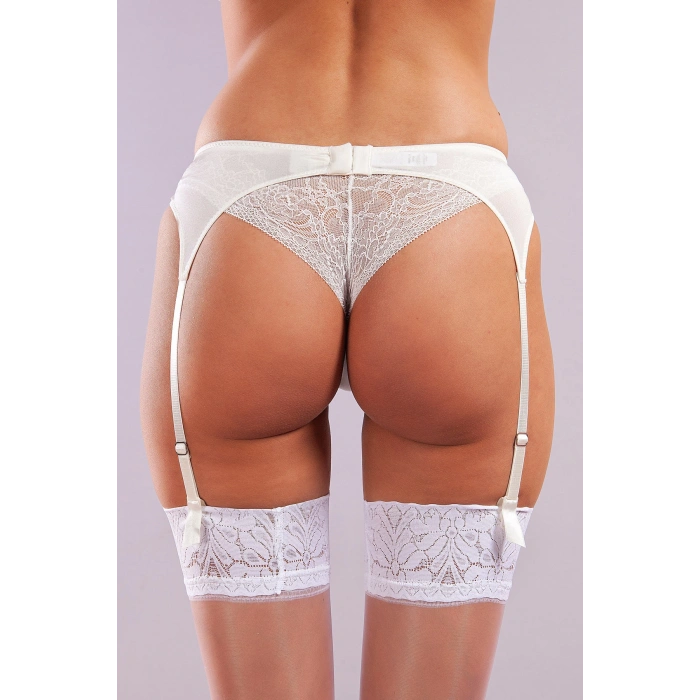 Golshan Gala Lace Garter Belt, Kadın Dantelli Ekru Jartiyer