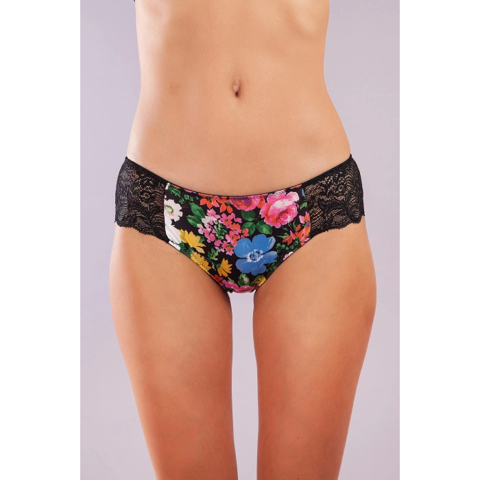 Golshan Garden Boy Short, Kadın Dantelli Çiçek Baskılı Şort Külot