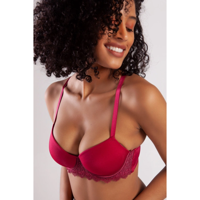 Golshan Garland Big size Plunge Bra, Şarap Rengi Konforlu ve Şık Sütyen