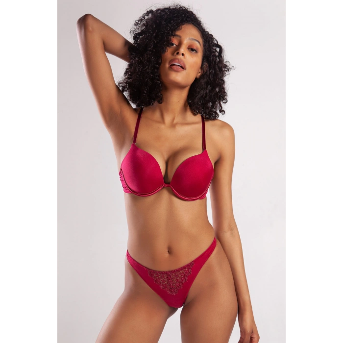 Golshan Garland Mini String, Kadın Güpürlü Şarap Külot