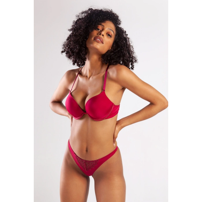 Golshan Garland Mini String, Kadın Güpürlü Şarap Külot