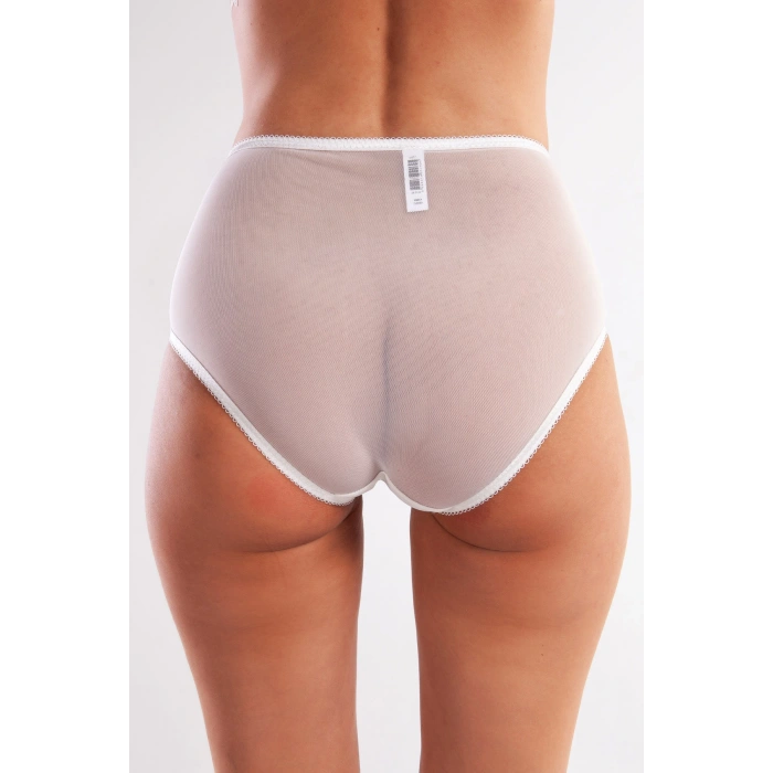 Golshan Gaspara Control Slip, Kadın Güpürlü Tül Ekru RenkYüksek Bel Külot