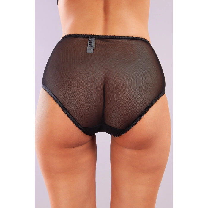 Golshan Gaspara Control Slip, Kadın Güpürlü Tül Siyah Renk Yüksek Bel Külot