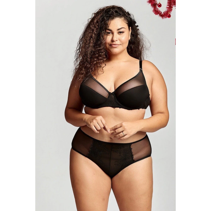 Golshan Gaspara Control Slip, Kadın Güpürlü Tül Siyah Renk Yüksek Bel Külot