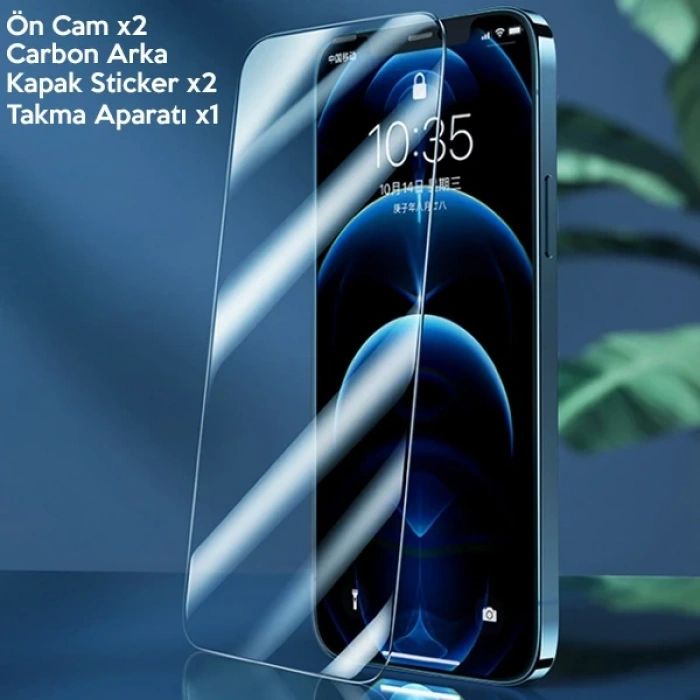 Gor İphone 12/12 Pro 6.1 Best Full Tempered Cam Ekran Koruyucu 2adet+takma Aparatı