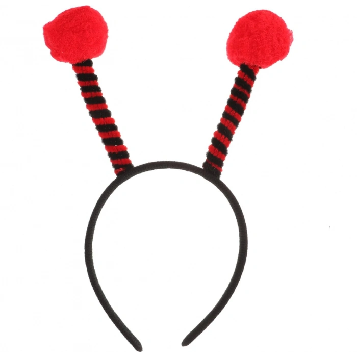 Gösteriler İçin Kırmızı Ponponlu Mega Uğur Böceği Taç 25x11 cm (4887)