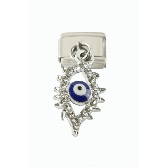Göz Zirkon Taşlı Sallatılı Çelik Charm