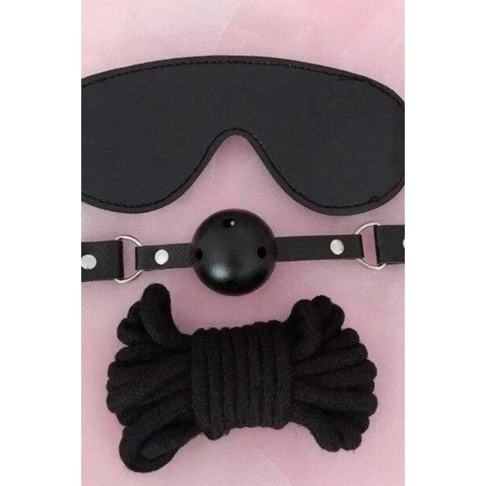Gözlük Ağız Topu İp Üçlü Deri Harness Set