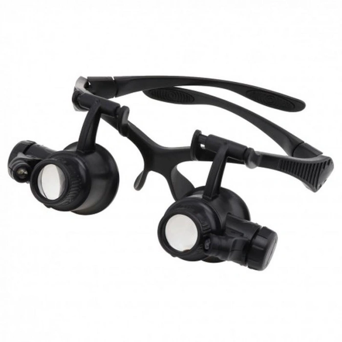 Gözlük Modeli 10X 15X 20X 25X Lens 2 Led Işıklı Büyüteç 9892G
