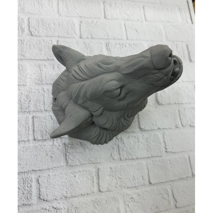 Gri Kurt Duvar Biblosu Güçlü Detaylı Dekoratif Tasarım 25x19 Cm