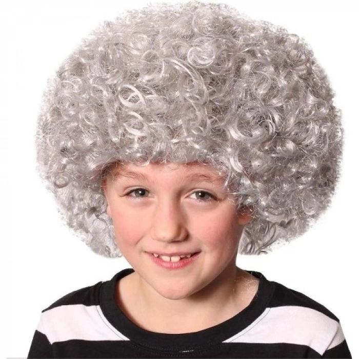 Gri Renk Kabarık Bonus Peruk Afro Takma Saç