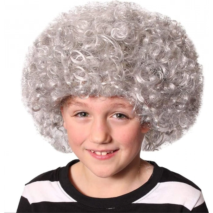 Gri Renk Kabarık Bonus Peruk Afro Takma Saç (4887)