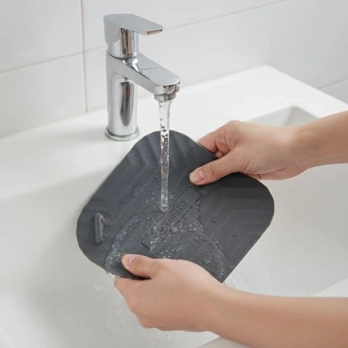 Gri Kare Evye Gider Koku Önleyici Silikon Mat – Lavabo Süzgeç ve Haşere Engelleyici (4887)
