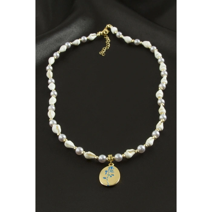 Gül Deniz Kabuğu İnci Mineli Kolye