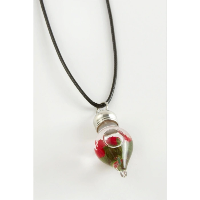 Gül Sulu Fanus Canlı Kolye